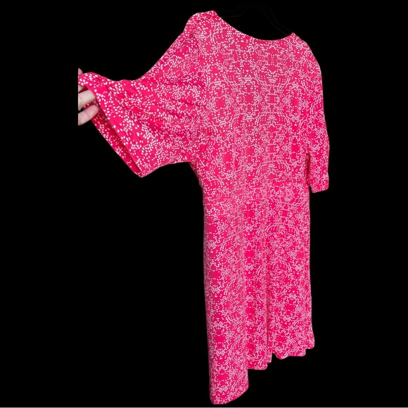Lane Bryant Wrap Dress Womens Size 22/24 Flowy Pink Dot Ruched Short Sleeve - Picture 3 of 6
